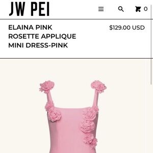JWPEI Elaina Pink Rosette Appliqué Mini Dress
